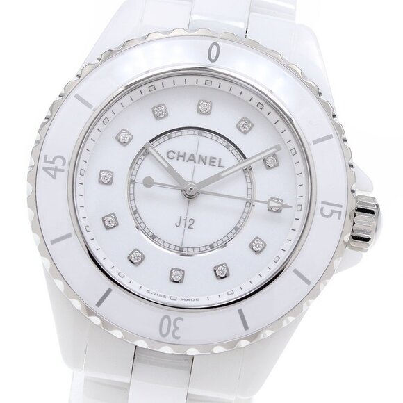 CHANEL J12 H5703 White ceramic 12P diamond white Dial Quartz Ladies Watch_902798 - Picture 1 of 6